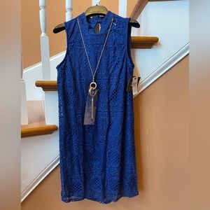 NWT lined lace I.N. San Francisco sheath dress with necklace accessory, Sz Med